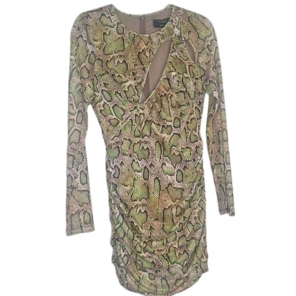 Dundas x Revolve Natasha Mini Dress Medium Snake Print Cut-Out Mesh Lined - Picture 6 of 16